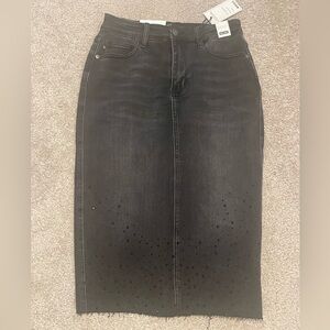 Judy Blue Black Rhinestone Pencil Skirt